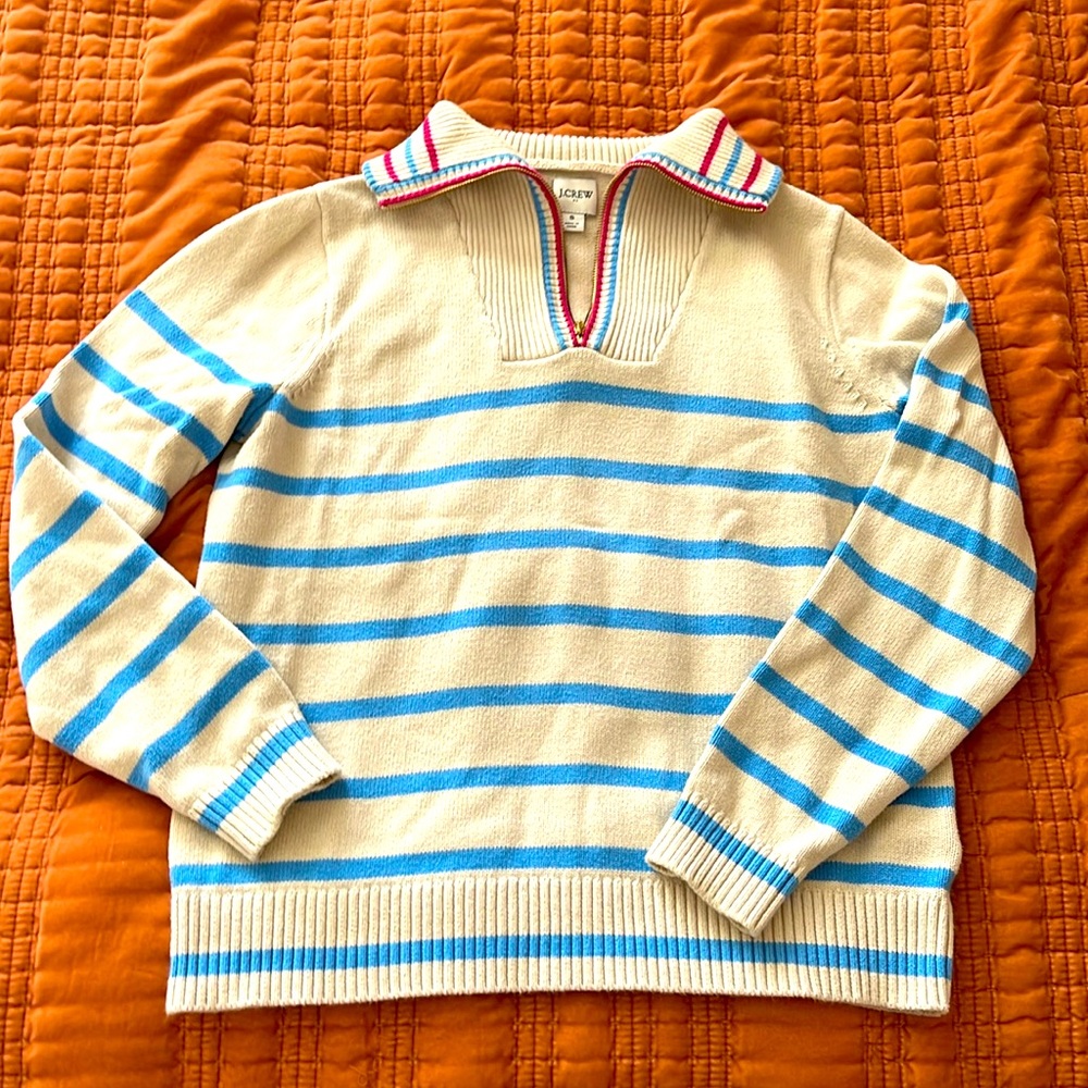 J crew small pullover blue stripes
